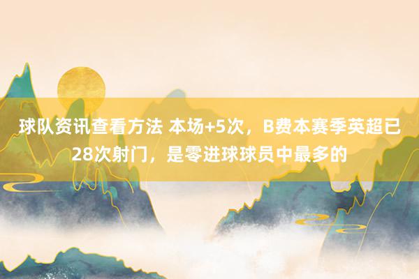 球队资讯查看方法 本场+5次，B费本赛季英超已28次射门，是零进球球员中最多的