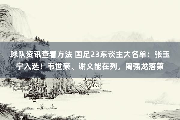 球队资讯查看方法 国足23东谈主大名单：张玉宁入选！韦世豪、谢文能在列，陶强龙落第