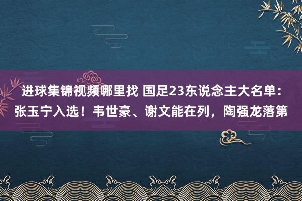 进球集锦视频哪里找 国足23东说念主大名单：张玉宁入选！韦世豪、谢文能在列，陶强龙落第