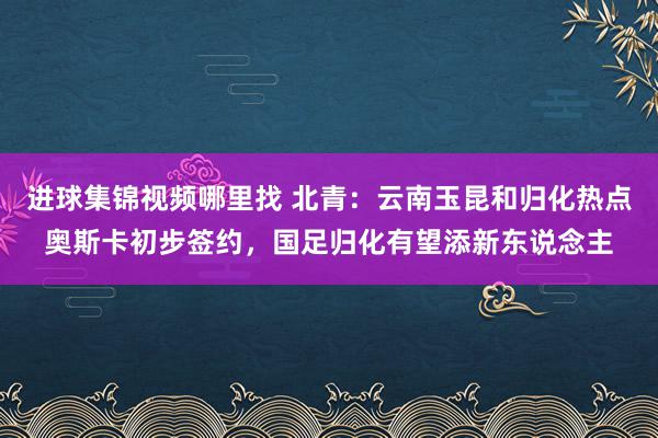 进球集锦视频哪里找 北青：云南玉昆和归化热点奥斯卡初步签约，国足归化有望添新东说念主