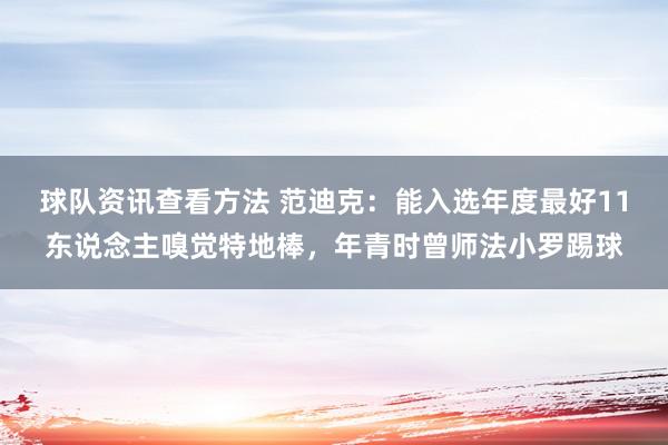 球队资讯查看方法 范迪克：能入选年度最好11东说念主嗅觉特地棒，年青时曾师法小罗踢球