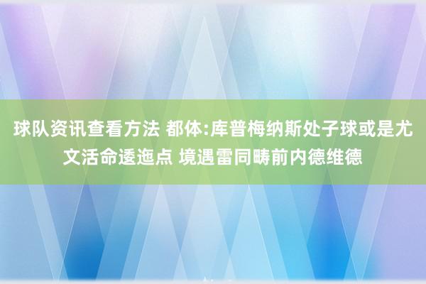 球队资讯查看方法 都体:库普梅纳斯处子球或是尤文活命逶迤点 境遇雷同畴前内德维德