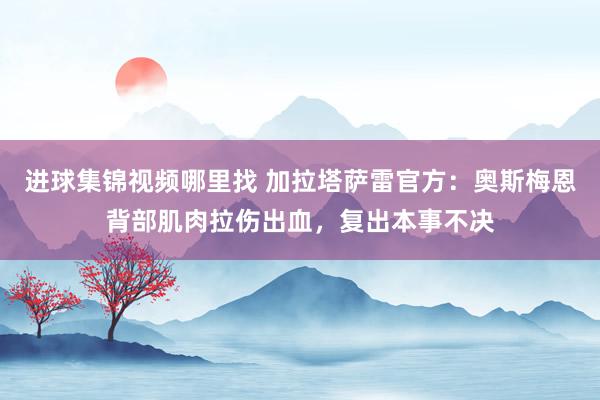 进球集锦视频哪里找 加拉塔萨雷官方：奥斯梅恩背部肌肉拉伤出血，复出本事不决