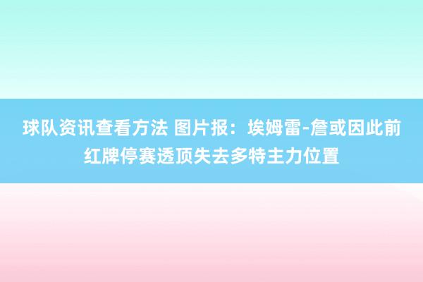 球队资讯查看方法 图片报：埃姆雷-詹或因此前红牌停赛透顶失去多特主力位置