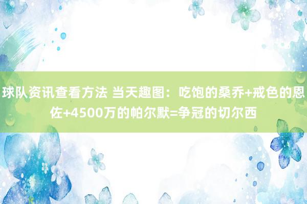 球队资讯查看方法 当天趣图：吃饱的桑乔+戒色的恩佐+4500万的帕尔默=争冠的切尔西