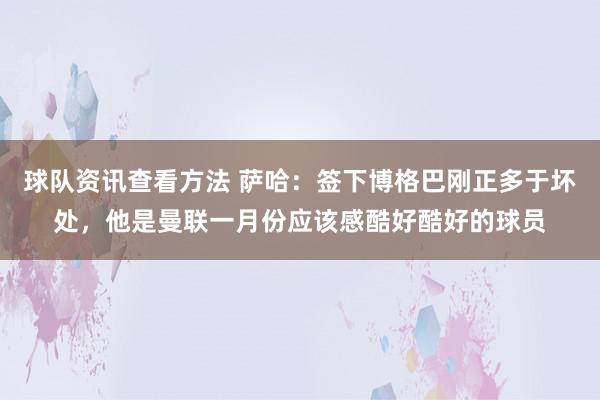 球队资讯查看方法 萨哈：签下博格巴刚正多于坏处，他是曼联一月份应该感酷好酷好的球员