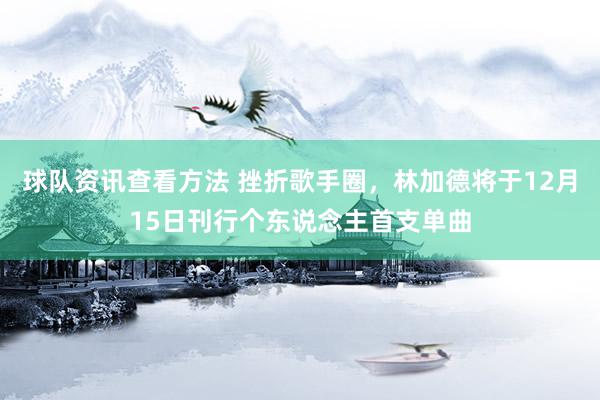 球队资讯查看方法 挫折歌手圈，林加德将于12月15日刊行个东说念主首支单曲