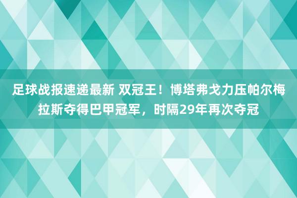 足球战报速递最新 双冠王！博塔弗戈力压帕尔梅拉斯夺得巴甲冠军，时隔29年再次夺冠