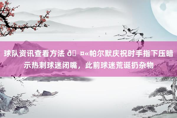 球队资讯查看方法 🤫帕尔默庆祝时手指下压暗示热刺球迷闭嘴，此前球迷荒诞扔杂物