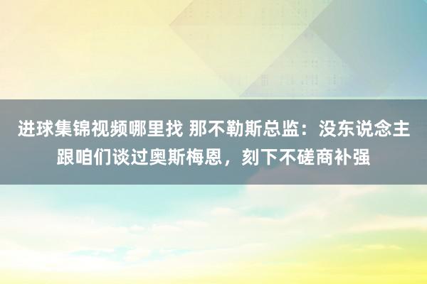 进球集锦视频哪里找 那不勒斯总监：没东说念主跟咱们谈过奥斯梅恩，刻下不磋商补强