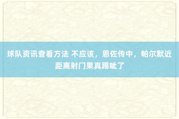 球队资讯查看方法 不应该，恩佐传中，帕尔默近距离射门果真踢呲了