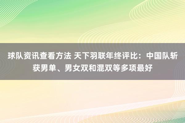 球队资讯查看方法 天下羽联年终评比：中国队斩获男单、男女双和混双等多项最好