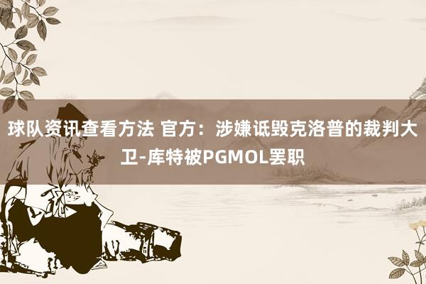 球队资讯查看方法 官方：涉嫌诋毁克洛普的裁判大卫-库特被PGMOL罢职